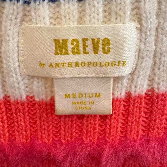 Anthropologie Maeve Short-Sleeve Multi-Stripe Eyelash Sweater Women’s Medium - Picture 5 of 11